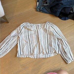 Velvet Black and White Striped Blouse